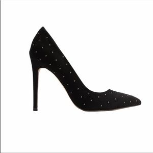 NEW Express RHINESTONES Black Vegan Suede Studded Stilettos Size 10